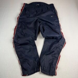 Nike Men Track Pants Navy Red White Accent Full Zip Bottoms Size M